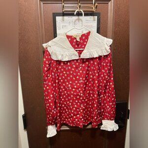 Vintage Red and White Blouse AS IS